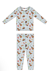 Long sleeves guitar boots cactus western boys pajamas