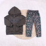 Mini hoodie camo pants kids boys clothing set