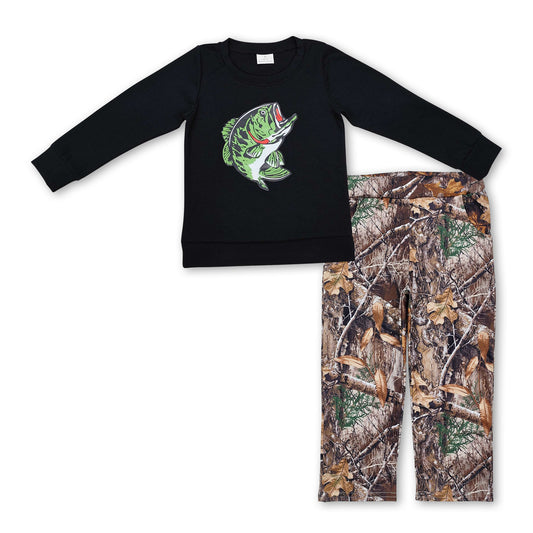 Long sleeves fishing top camo pants boys clothing