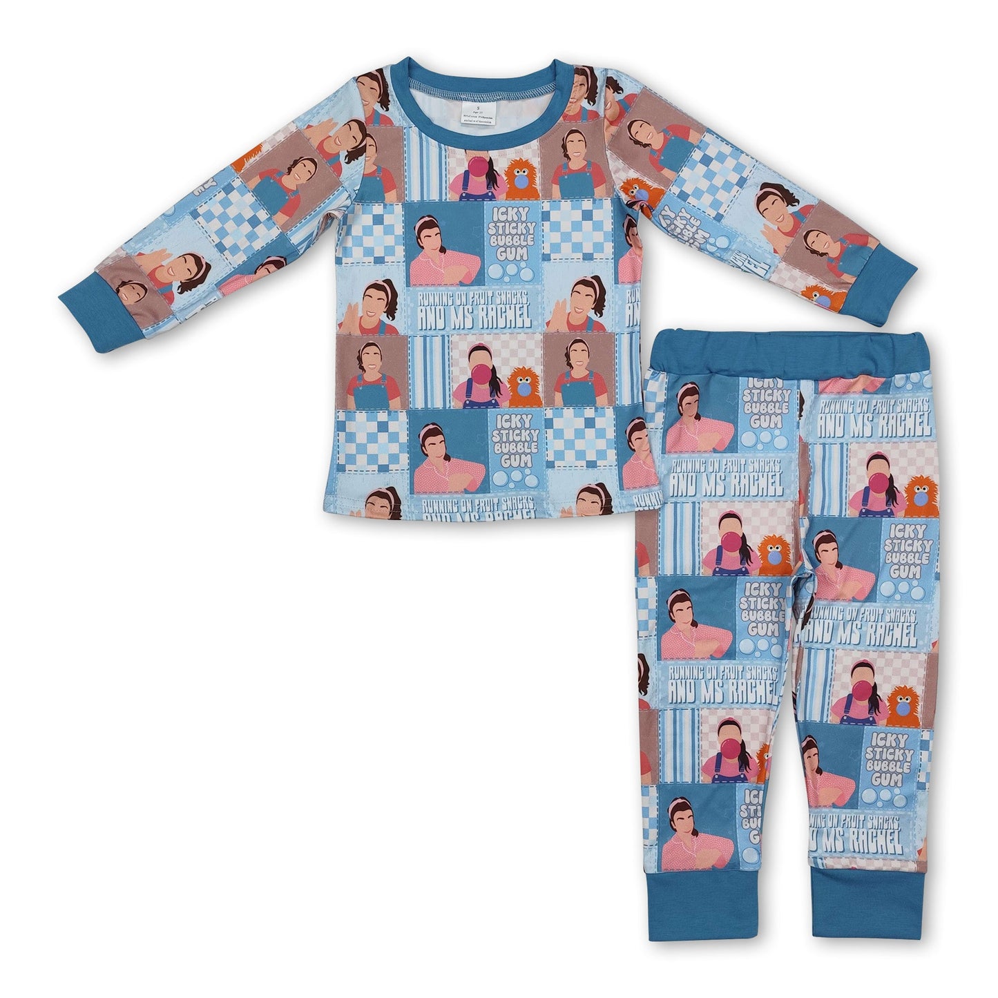 Light blue long sleeves bubble teacher baby boys pajamas