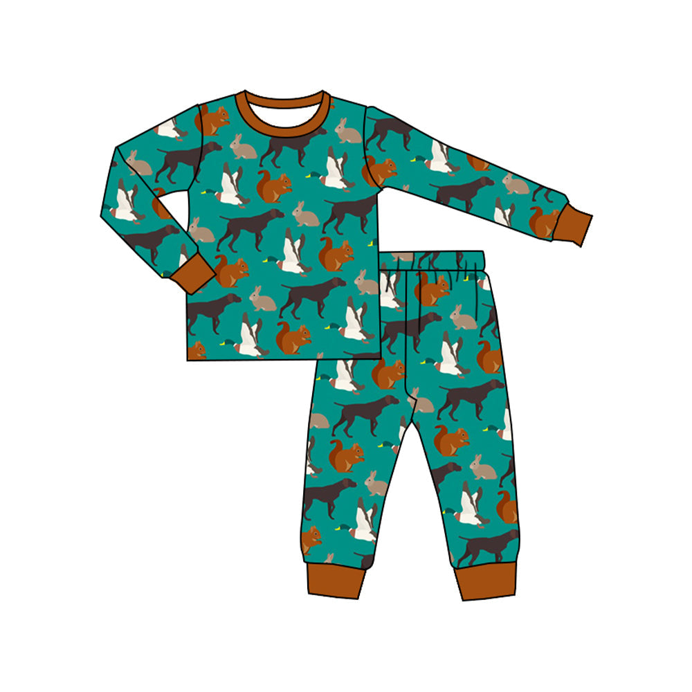 Long sleeves duck dog turkey kids boys pajamas