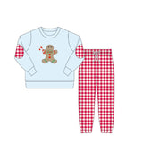 Gingerbread candy cane top plaid pants kids Christmas clothes