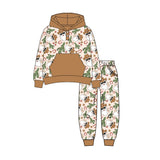 Santa cactus hoodie pants  western kids Christmas clothes