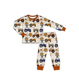Long sleeves tractor kids boys farm fall pajamas