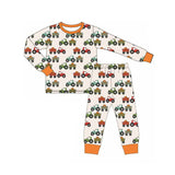 Orange long sleeves pumpkin tractor fall kids boys pajamas