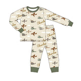 Long sleeves airplane top pants kids boys pajamas