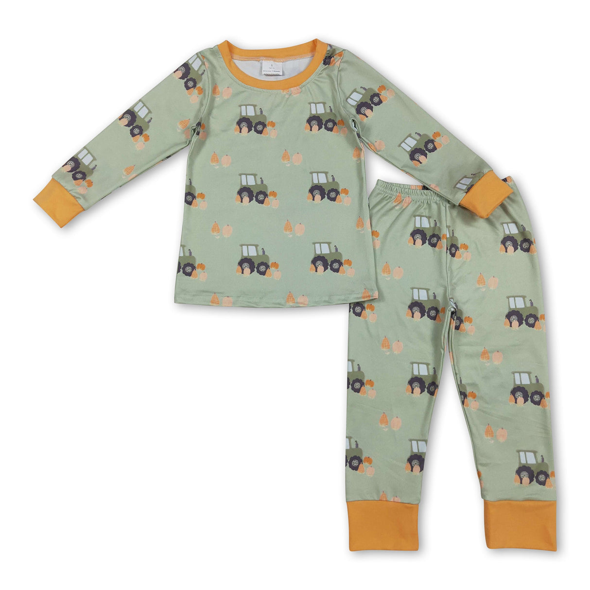 Long sleeves pumpkin tractor kids boys fall pajamas