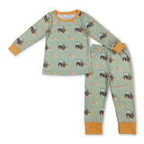 Long sleeves pumpkin tractor kids boys fall pajamas