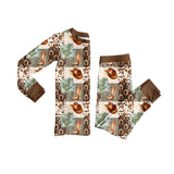 Brown long sleeves cactus boots western boy pajamas
