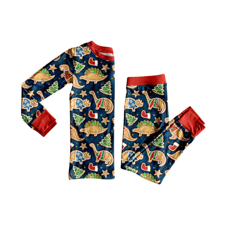 Blue dinosaur Christmas tree kids boys pajamas