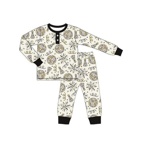Long sleeves firework kids boys Happy New Year pajamas