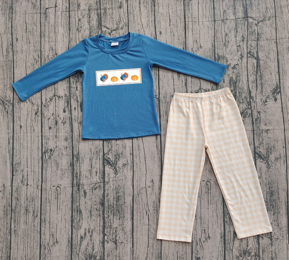 Long sleeves turkey pumpkin kids boys Thanksgiving set