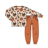 Long sleeves turkey pumpkin kids boys Thanksgiving clothes
