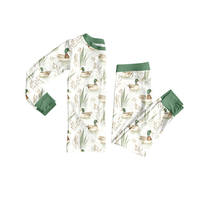 Green long sleeves duck kids boys pajamas