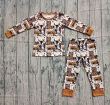 Bull skull cactus long sleeves western boys clothes