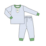 Long sleeves stripe pumpkin tractor boys fall pajamas