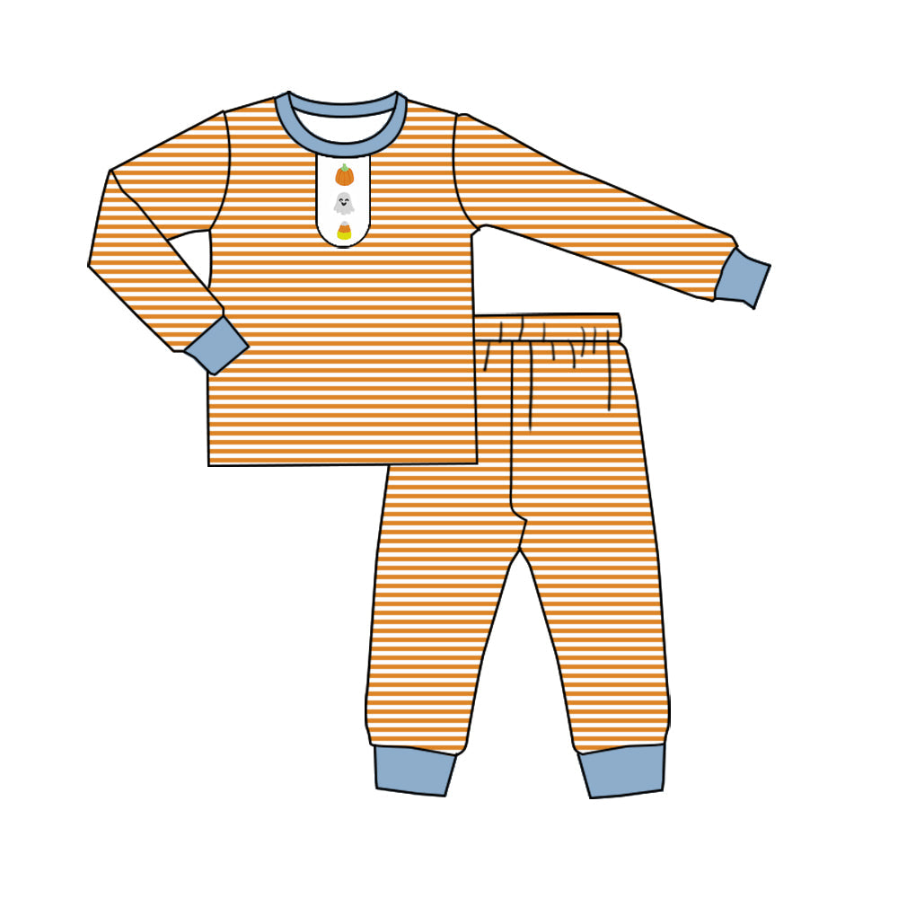 Stripe candy corn ghost pumpkin boys Halloween pajamas