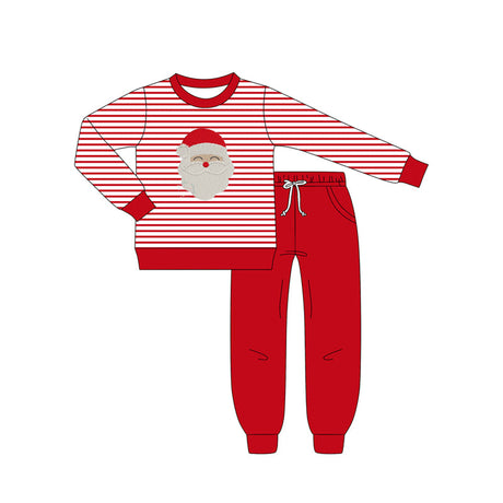 Red stripe santa top pants kids boys Christmas pajamas