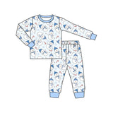 Blue snowman candy cane baby boy Christmas pajamas