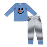Long sleeves snowman top stripe pants boys clothing
