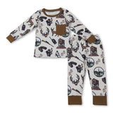 Long sleeves hunting deer pocket top pants boys pajamas