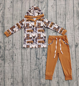 Bull skull cow hoodie pants western boys outfits
