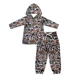 Long sleeves camo hoodie pants kids boys clothing set