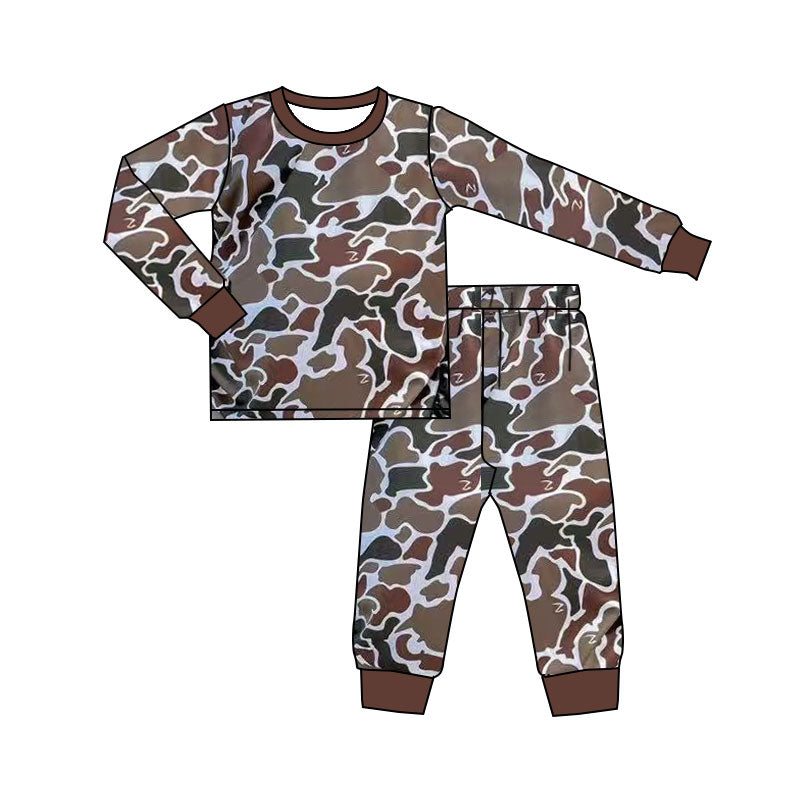 Long sleeves camo top pants kids boys hunting pajamas