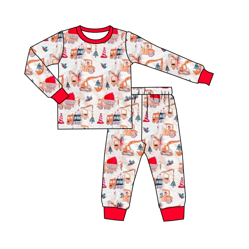 Long sleeves constructions kids boys Christmas pajamas