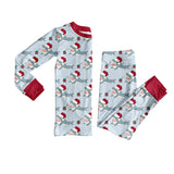 Christmas hat shark top pants baby kids pajamas