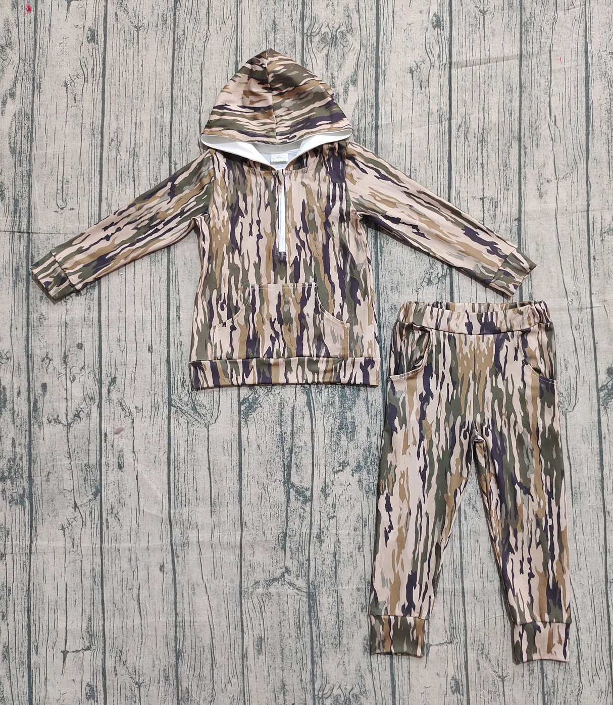 Camo zip hoodie pants hunting kids clothes