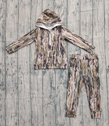 Camo zip hoodie pants hunting kids clothes