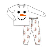 White long sleeves snowman adult men pajamas