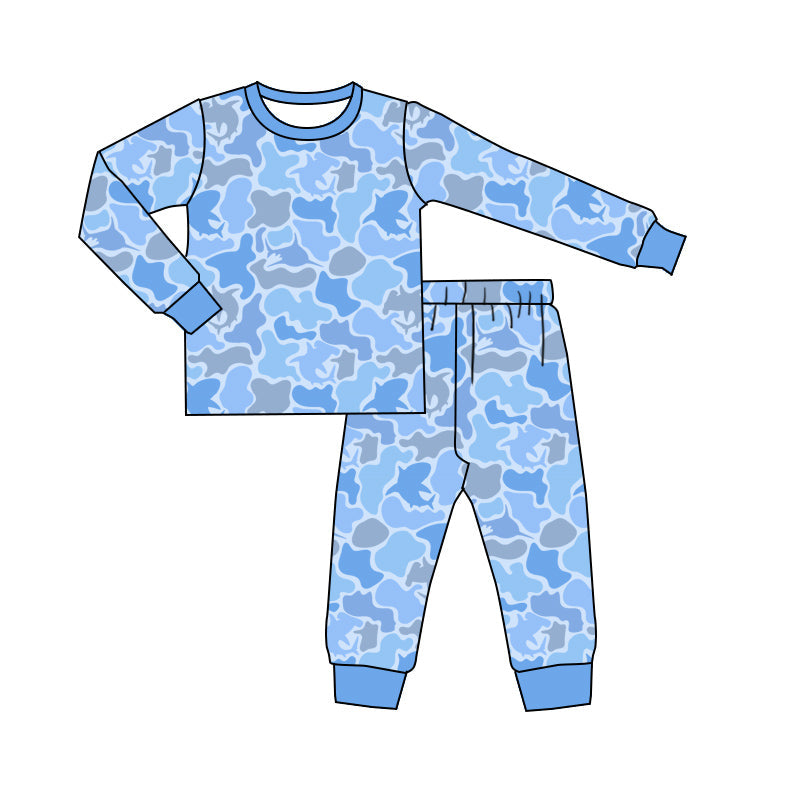 blue camo kids boys long sleeve set