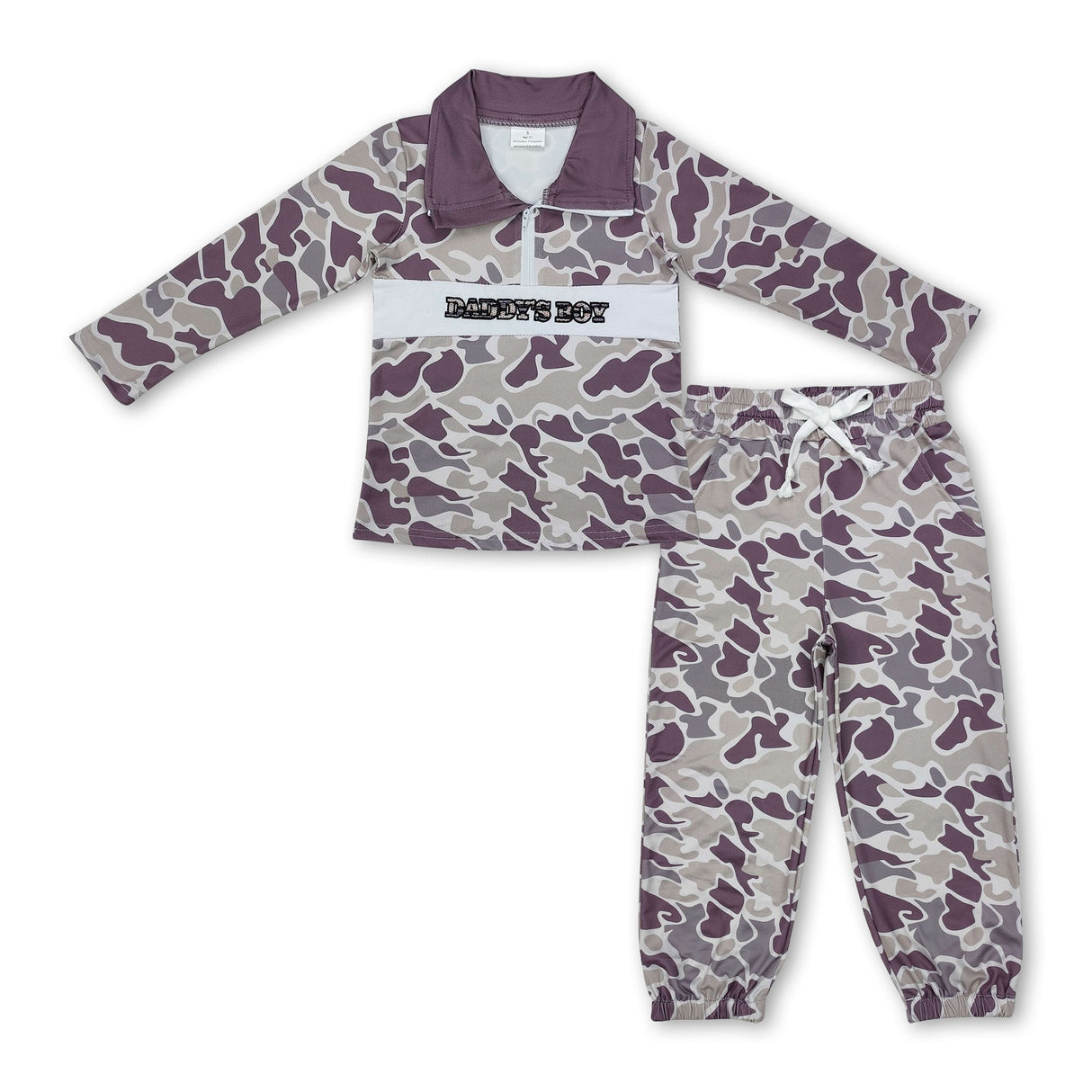 Mama's boy embroidery camo zipper pullover pants outfits