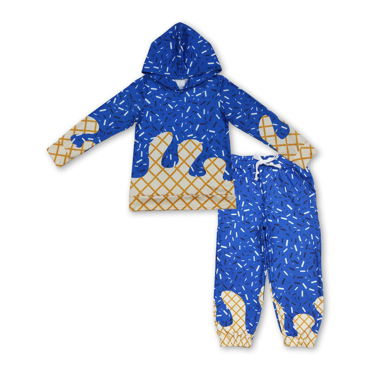 Blue ice cream sprinkle hoodie pants kids boys outfits
