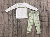 Long sleeves fish top plaid pants kids boys outfits