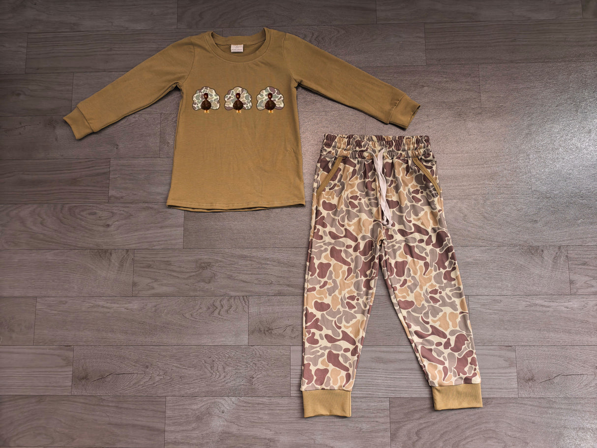 Long sleeves turkey camo pants boy Thanksgiving outfits