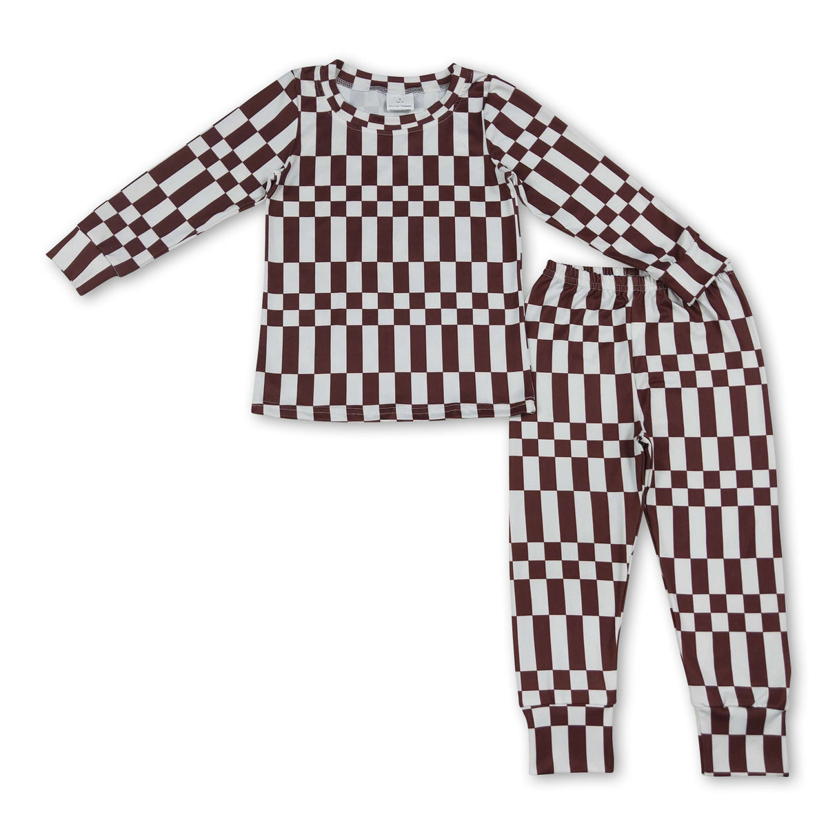 Long sleeves plaid stripe top pants baby kids fall pajamas