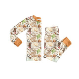 Long sleeves wild west bull skull kids boys western pajamas
