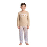 Turkey embroidery top plaid pants boys Thanksgiving set
