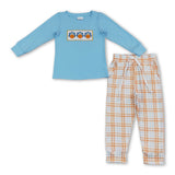 Turkey pumpkin embroidery boys Thanksgiving outfits