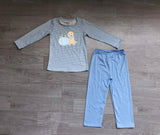 Stripe dog pumpkin embroidery boys fall clothes