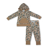 Long sleeves pocket camo hoodie pants boy fall clothes