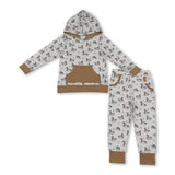 Long sleeves pocket duck hoodie pants boy hunting set