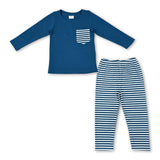 Long sleeves stripe pocket top pants kids boys outfits