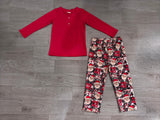 Red cotton top ho ho ho santa boy Christmas outfits