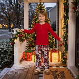 Red cotton top ho ho ho santa boy Christmas outfits