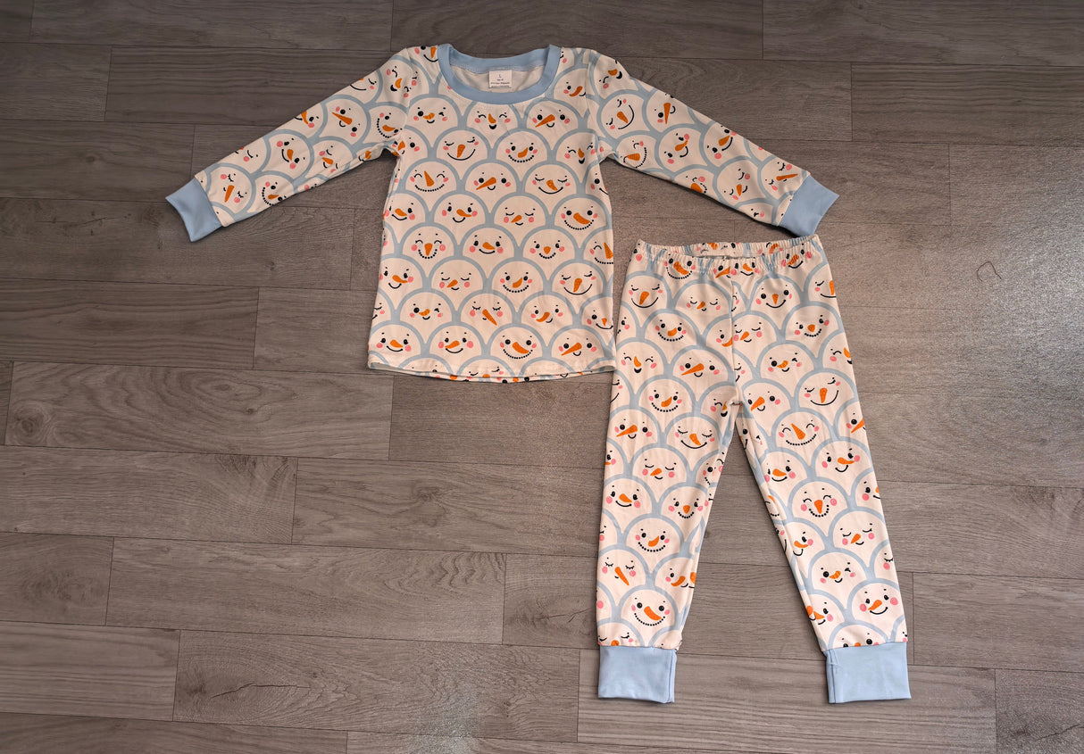 Long sleeves snowman top pants kids boys pajamas