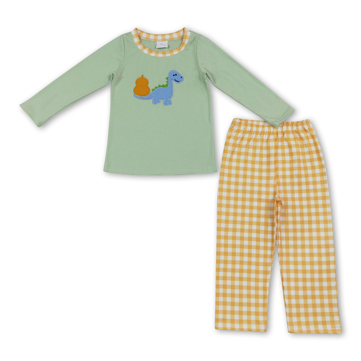 Dinosaur pumpkin embroidery top pants boy fall outfits